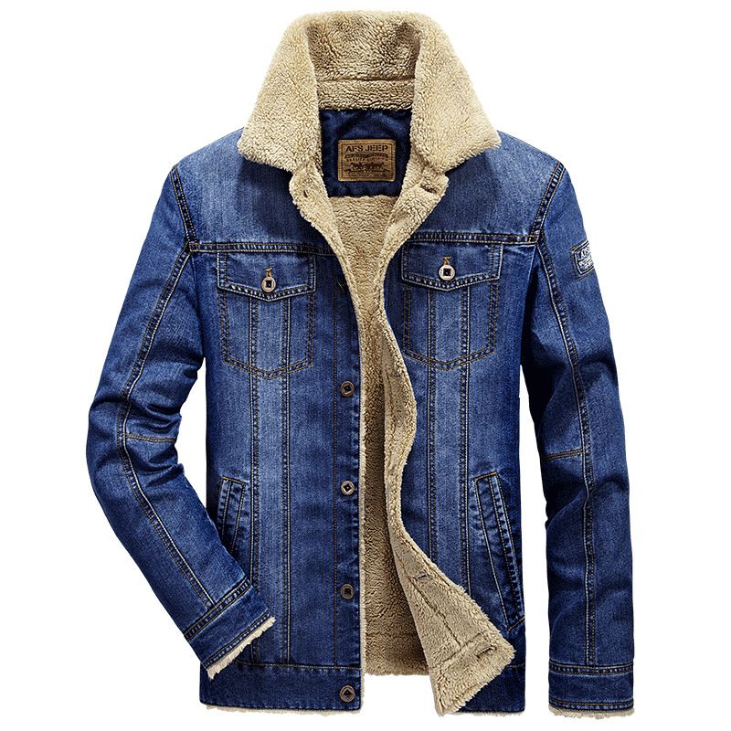 Giacca in cotone alla moda con cappuccio spesso da uomo in denim invernale, nuovo stile, lotto_voghion.com