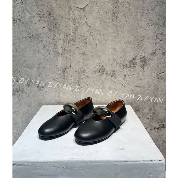 Yanzi/2024 Scarpe da ballo da donna con fibbia in metallo elasticizzato Mary Jane in pelle, design alla moda_voghion.com