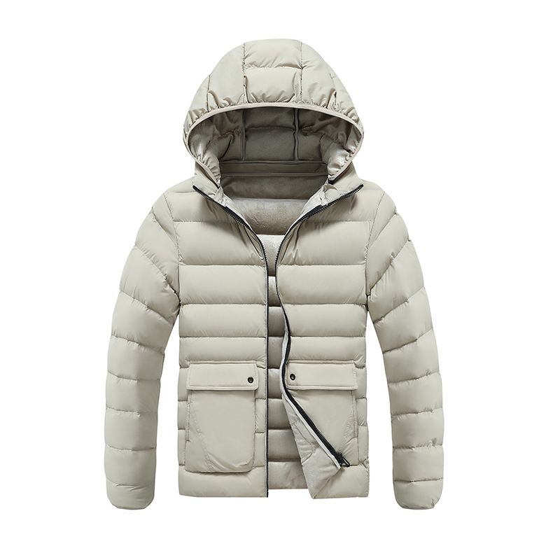 Giacca invernale con cappuccio foderata in pile da uomo - Cappotto casual slim fit per ragazzi, leggero e caldo, chiusura con cerniera, vari colori_voghion.com