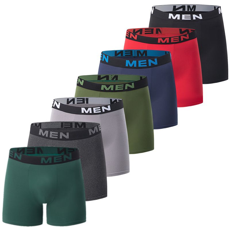 Men's Underwear Platform 7 Pieces Of Men's Solid Color Fashion Basic Underwear Large Size Youth All Match Long Boxer Shorts_voghion.com