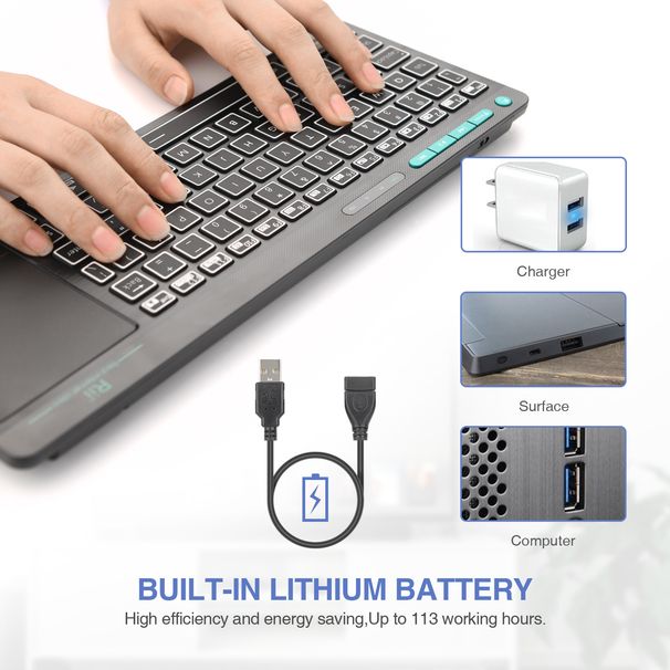Rii K18S Wireless Bluetooth Keyboard with Backlit Touchpad For PC Smart TV_voghion.com