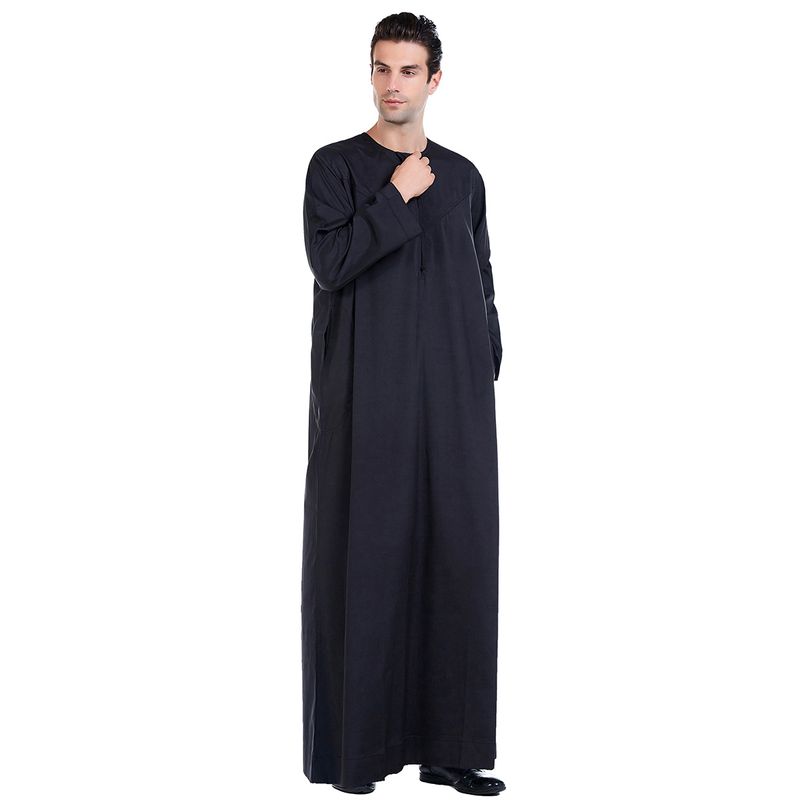 Herrenbekleidung, Herrenroben, einfarbig, schlichtes Design, muslimischer Kaftan_voghion.com