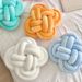 Knotted Rope Pillow - Minimalist Woven Decorative Cushion For Sofa/Bed/Window Seat (Solid Color Handmade Danish Ball Design16x16 Inches)_voghion.com