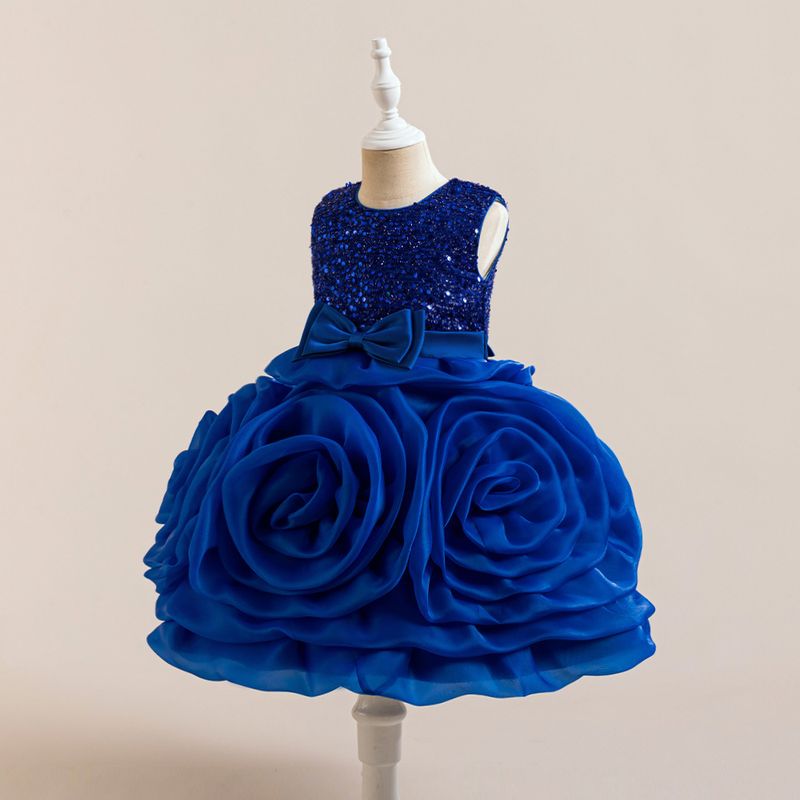 Kid's Clothing Girls Dress Princess Dress Hem Three Dimensional Flower Puffy Dress Children's Sleeveless Piano Performance Dress_voghion.com