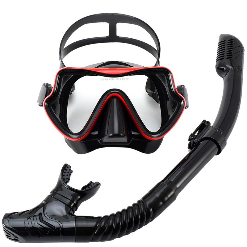 New big frame diving mirror breathing tube set men's and women's waterproof and anti-fog silicone mirror floating diving mask_voghion.com