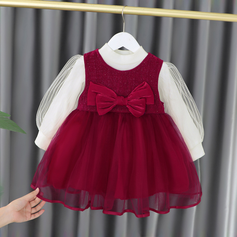 Versión coreana tendencia 4 primavera y otoño pequeños vestidos occidentalizados, niñas de 1-2-3 años internet_voghion.com