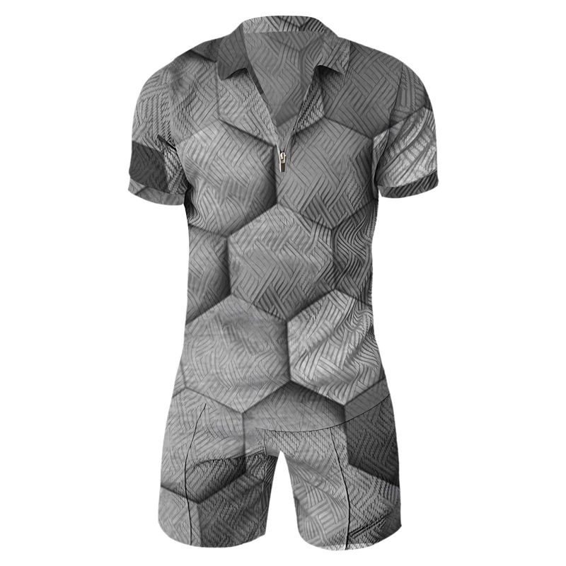 Polo de moda para hombre, traje con impresión digital 3D, manga corta informal_voghion.com