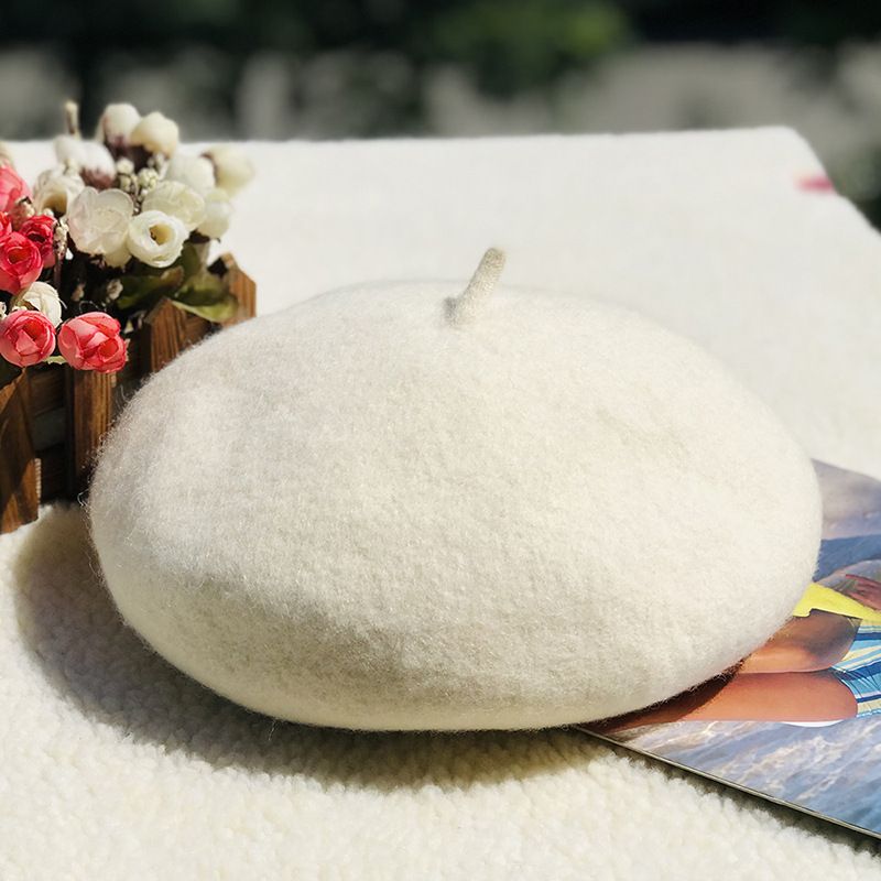 Wool beret Fall/Winter Lady Painter hat Vintage hat Stereoscopic little fresh mushroom hat tweed hat_voghion.com