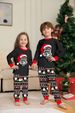 Flammhemmender Stoff Neue Kinderkleidung Weihnachtsmütze Buchstabendruck Heimkleidung für Jungen und Mädchen Langarmhose Schwarzer Pyjama_voghion.com