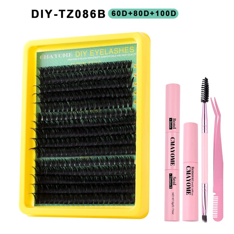 Natural Dense D-Curve Single Cluster False Eyelash Extension Set 10-16mm DIY Segmented Eyelashes_voghion.com