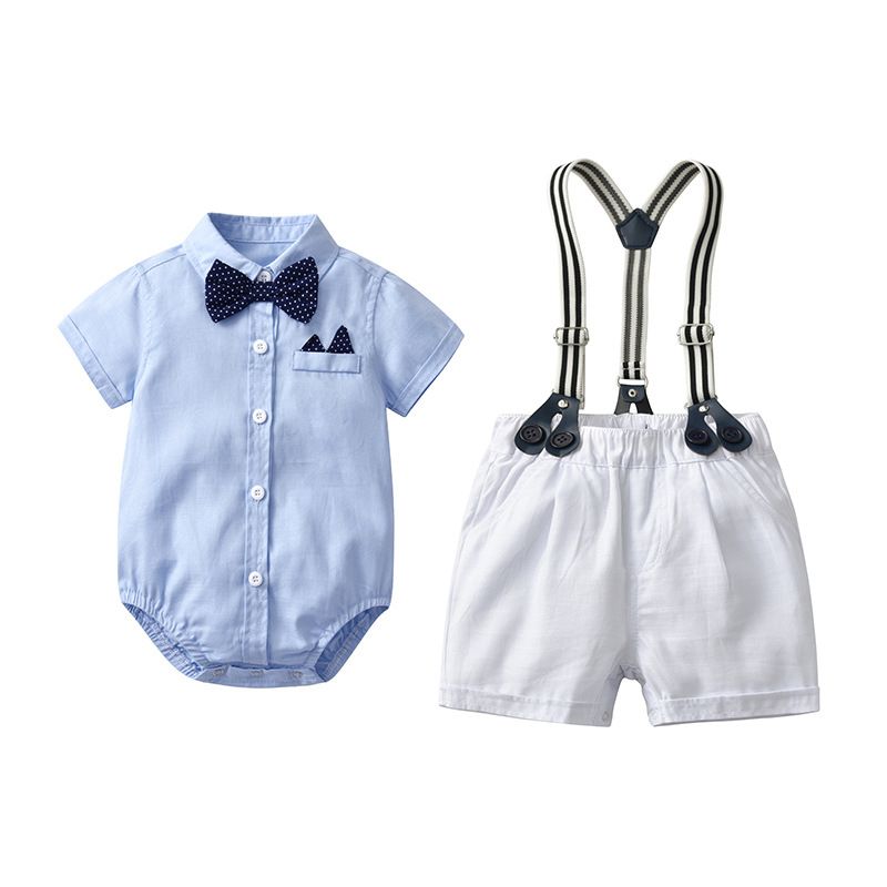 Baby clothes Summer children's suit boys baby gentleman suit short sleeve shorts crawl suit_voghion.com