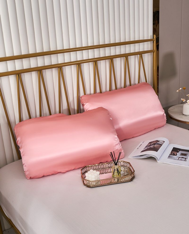 Silky Satin Elastic Band Pillowcase, Similar To Silk Pillowcase 2 Pack, Pillow Case For Sleeping Women With Envelope Closure, Gifts For Women Men_voghion.com