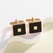 New round square paint cufflinks men French rectangular round striped plaid_voghion.com