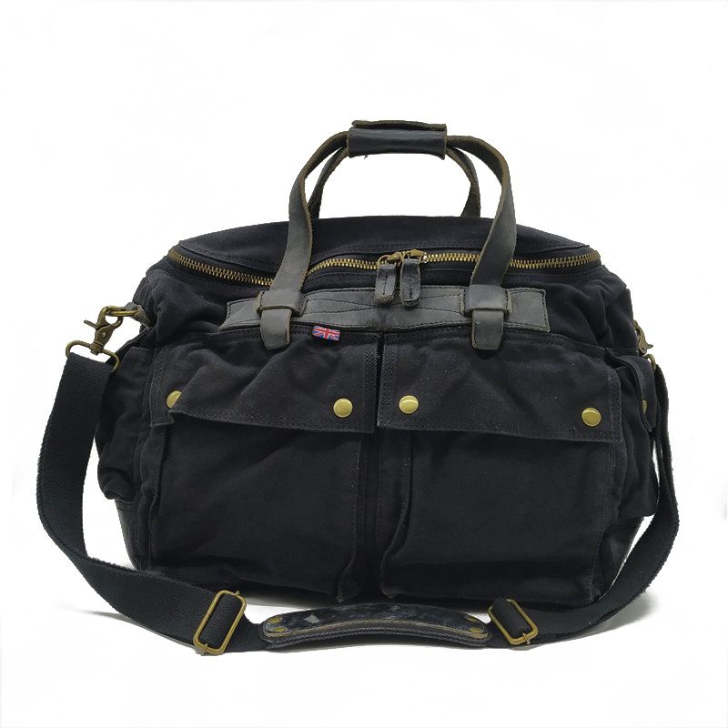 Retro fashion heavy industrial washed large capacity portable shoulder bag, crossbody bag, men's outdoor business travel canvas bag_voghion.com