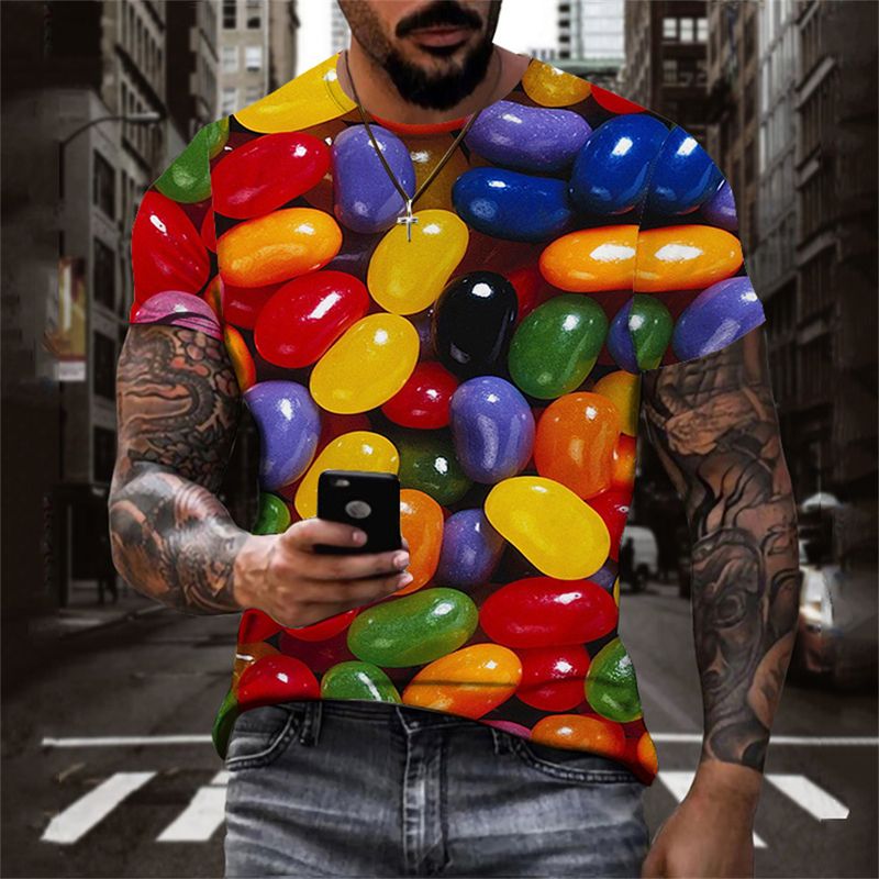 Europa und die Vereinigten Staaten Sommer Kurzarm-Top 3D-gedrucktes Muster Rundhalsausschnitt lässig bedrucktes 3DT-Shirt_voghion.com