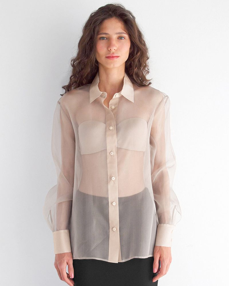 Haut en maille fine pour femme, design crème solaire, manches longues beige_voghion.com