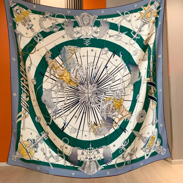 140*140cm Designer H Large Double Sided Same Color Hand-rolled Cashmere Silk Blended Shawl Pattern Orange Scarf Gift_voghion.com