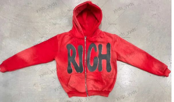 2024 Zipper Hoodie Cool Internet Celebrity Hooded Cardigan Letter RICH New Printed Top Jacket_voghion.com