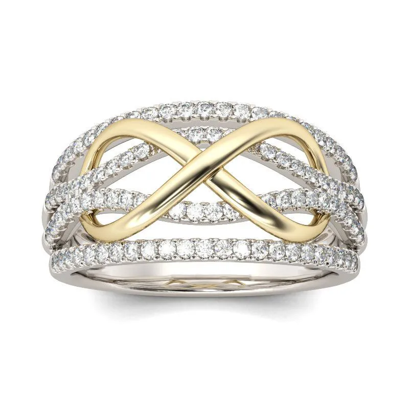 Fashion Accessories Women's Gold-Plated Color-Blocked Wedding Ring_voghion.com