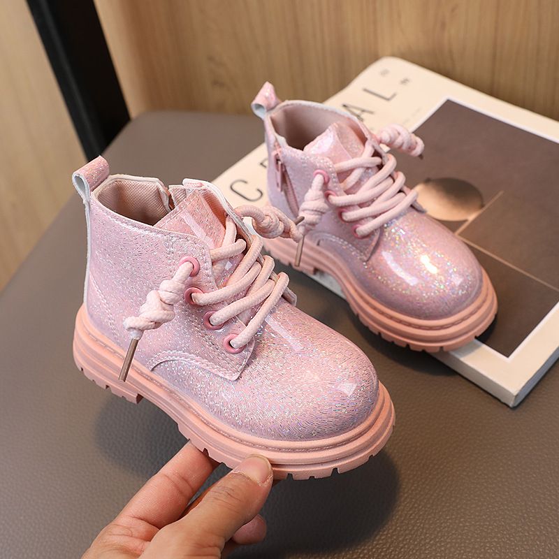 child's shoes Shiny leather fashion Doc Martens Korean version of the low-cut all-over ankle boots_voghion.com