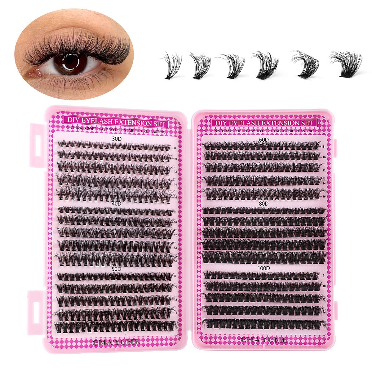 590 blīvu, D formas, izliektu mākslīgo skropstu kopas, 12 x 16 mm, pašdarinātas segmentētas skropstas, kas veidotas šķērsām_voghion.com