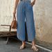 Women's High Waist Wide Leg Pants - Casual Summer Linen Blend Elastic Waist Straight Leg Trousers_voghion.com