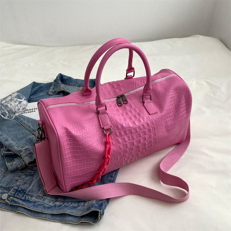 Travel Bag Short Trip Bag Large Capacity Soft Leather Waterproof Gym Bag Overnight Bag Lightweight_voghion.com