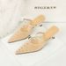 5131-1 French Style Pointed Mesh Rhinestone Stiletto Heel Mules For Women Breathable Hollow Strap Open Toe Shoes_voghion.com