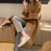 Women’s Double-Faced Wool Coat – Korean Oversized Trench (Camel/Black, S-2XL) | Minimalist Double-Breasted Mid-Length Overcoat_voghion.com