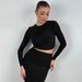 European American clothing 2024 autumn and winter new round neck long sleeved crop top, slim fit skirt set, women's_voghion.com
