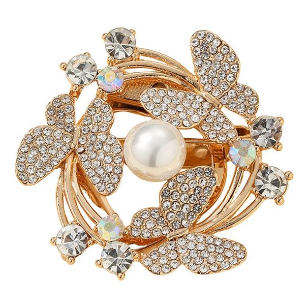 SportLife Elegant Pearl Rhie Scarf Buckle Brooch Γυναικεία Πολυχρηστική Καρφίτσα Circle Leaf για Πάρτι Γάμου Δώρα_voghion.com