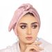 New Jacquard Button Bow Hoodie Women's Fashion Versatile Solid Color Headband Hat_voghion.com