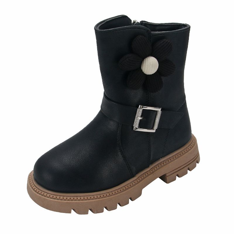 Botas infantis Martin New Style para meninas, casuais, com zíper lateral, cano médio, tamanhos 26 a 36_voghion.com