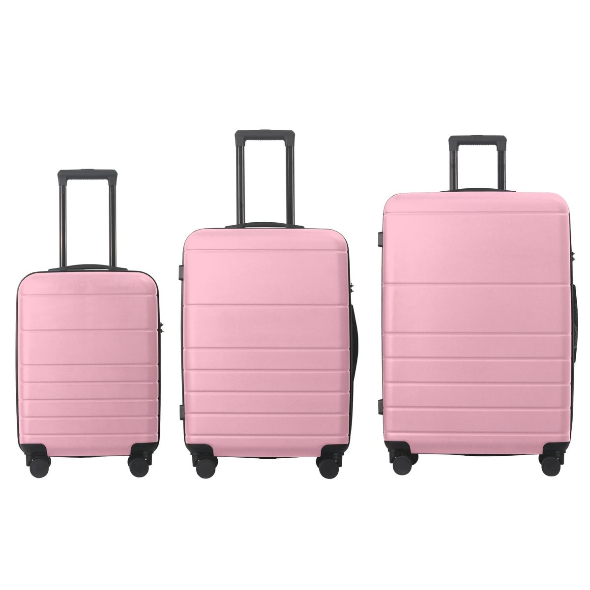Luggage Sets ABS Hardshell 3pcs Luggage, Lightweight Durable Suitcase Sets Spinner Wheels Suitcase With TSA Lock 20''24''28'' Available(Pink)_voghion.com