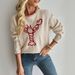 Pullover mit Animal-Print in Kontrastfarbe – Damen-Strickpullover aus Acryl (S-L, Creme)_voghion.com