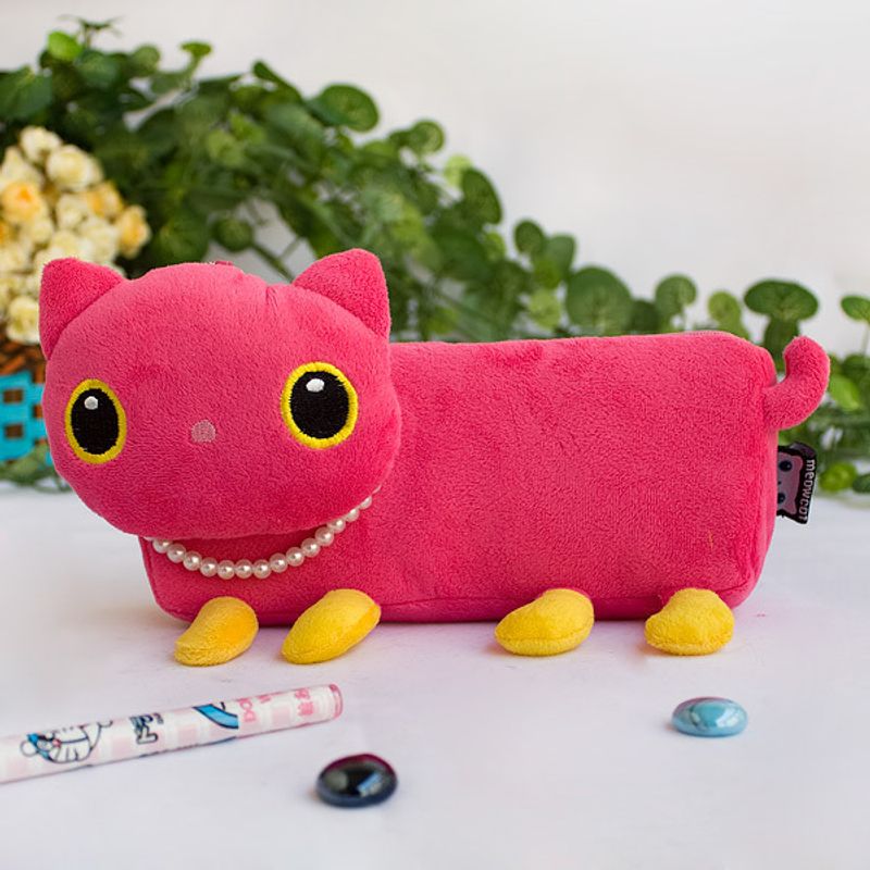 [Pink Kitty] Large Plush Gadget Pencil Pouch Bag / Cosmetic Bag / Carrying Case (7.9*3.1*1.5)_voghion.com