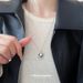 Halskette mit rundem Kugelanhänger aus Metall, einfache, vielseitige Pulloverkette für Damen, High-End-Mode, leichter Luxusstil_voghion.com