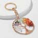 Vintage Natural 7 Color Gravel Crystal Tree Of Life Keychain Round Keychain Bag Pendant_voghion.com