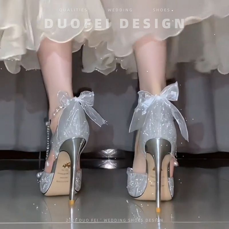 Women's Shoes adult dress wedding dress two wear bridesmaid shoes hollow crystal wedding shoes_voghion.com