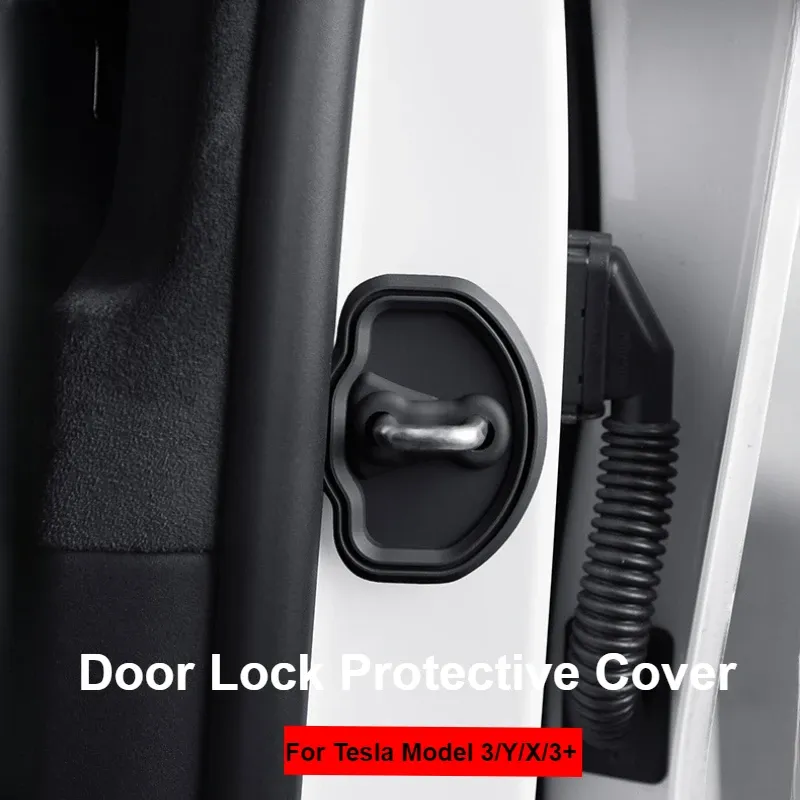 Protective for Tesla Model 3/Y/X/3+ Silent Buckle Silicone Door Lock Cover Car Decoration Accessories_voghion.com