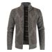 Men's slim fit stand up collar, thickened velvet geometric shape knitted sweater, plus size cardigan jacket_voghion.com