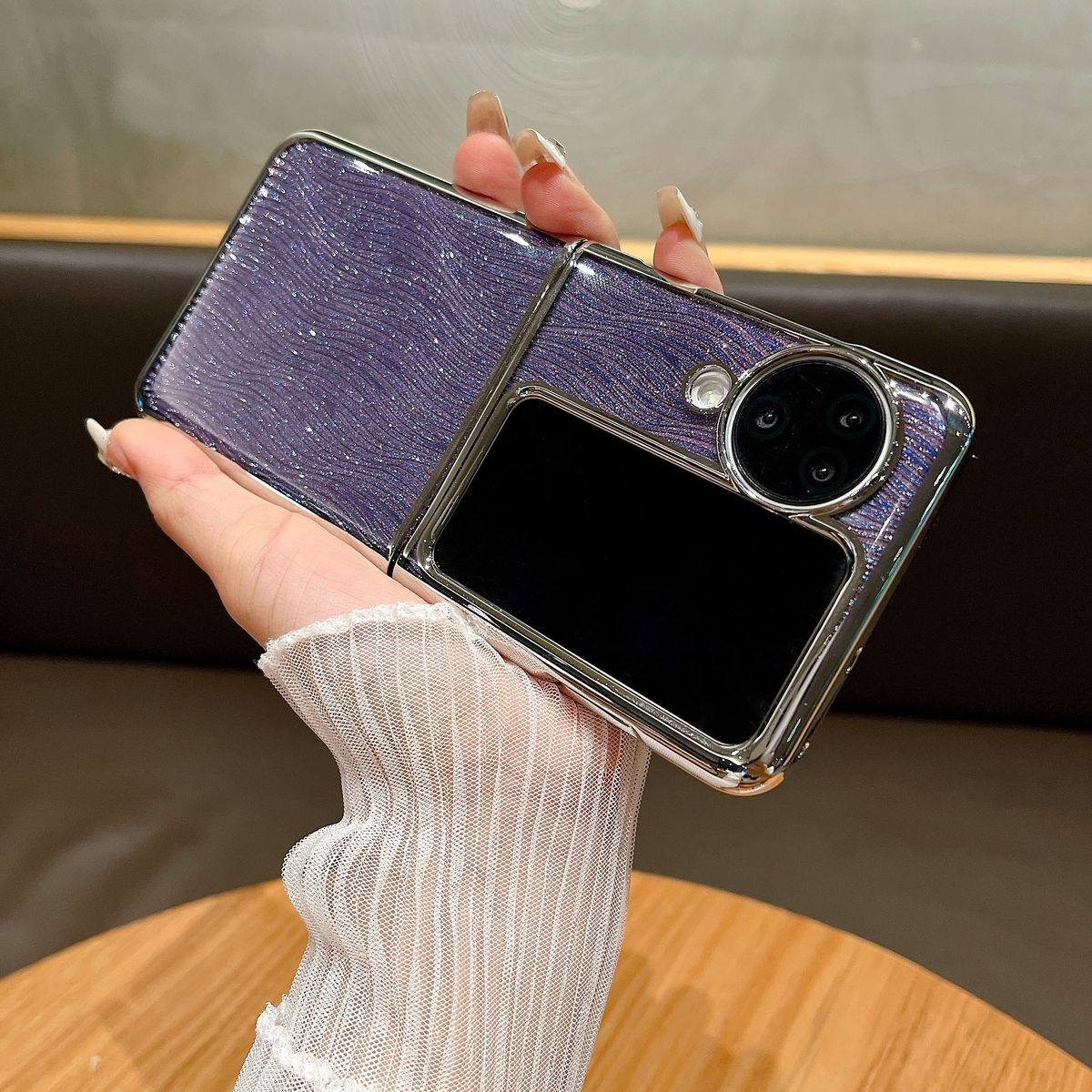 Für Oppo Find N2 N3 Flip Luxus süße leichte dünne Welle Glitter Telefon Fall Abdeckung_voghion.com