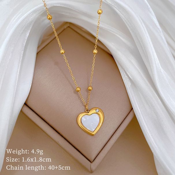 Corpo 【 Acciaio completamente in titanio 】 Collana con conchiglia d'amore, personalità minimalista nella stufa, collana in oro autentico, rete rossa femminile 【 】 Stufa, collana,_voghion.com
