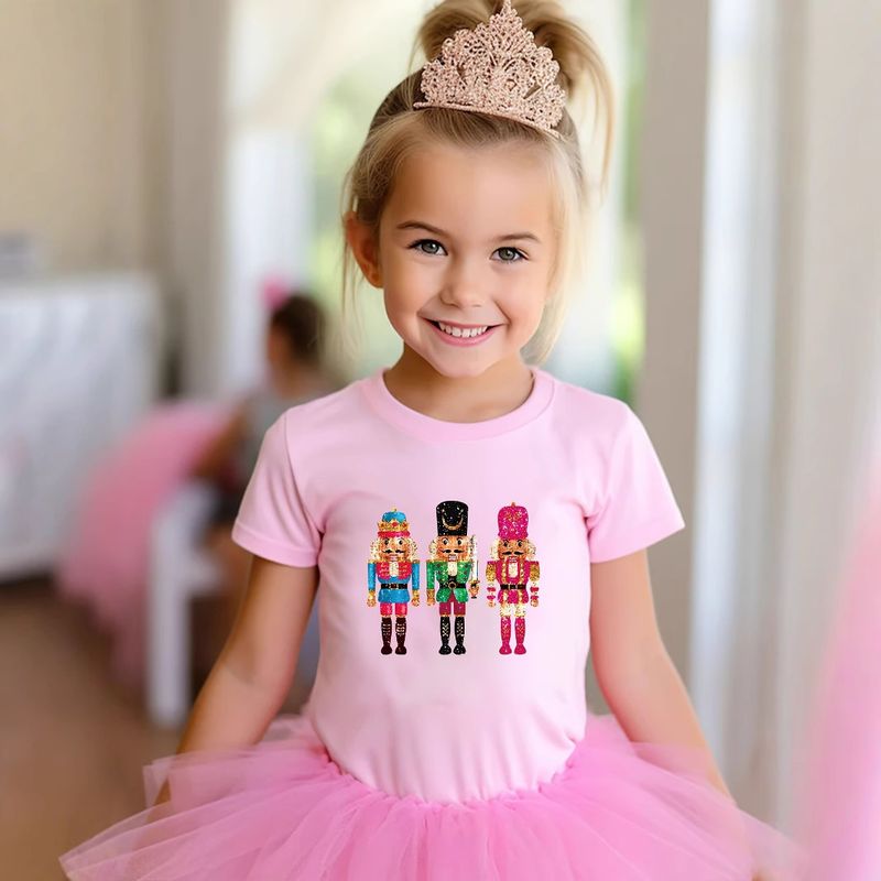 Kids Clothing Nutcracker Team Pattern Round Neck Short Sleeved T Shirt_voghion.com