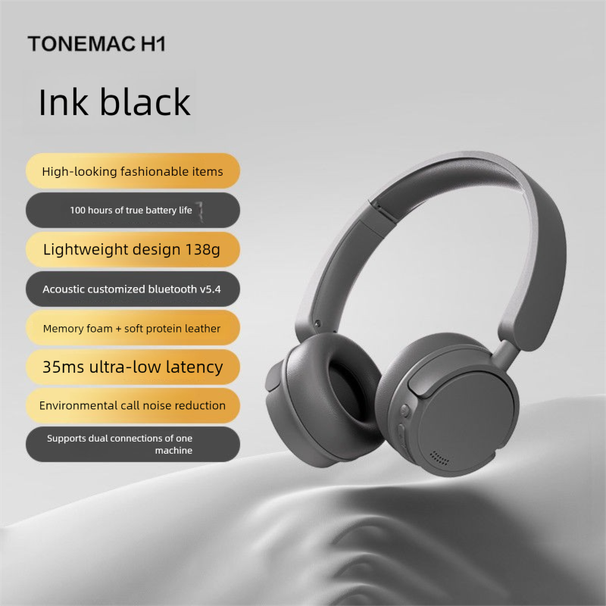 Cuffie Bluetooth Tangmai H1 Over-Ear Mic Classic Ins Wireless Compatte Moda Alta qualità del suono Batteria a lunga durata_voghion.com