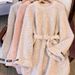 Korean Style Oversized Round Neck Knit Sweater Women's Autumn Loose Fit Longline Waist-Tie Pullover_voghion.com