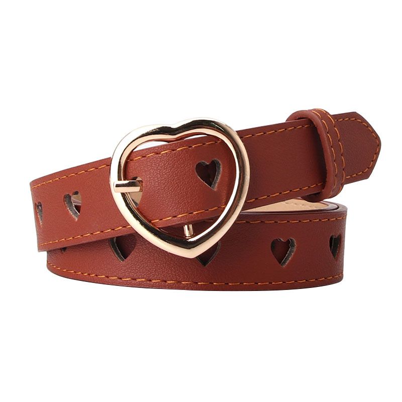 Women's Simple and Versatile Love Hollow Belt Women's Pu Pin Buckle Jeans Belt _voghion.com