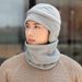 Inverno per uomo e donna, scaldacollo spesso in tinta unita e cappello con maschera integrata_voghion.com