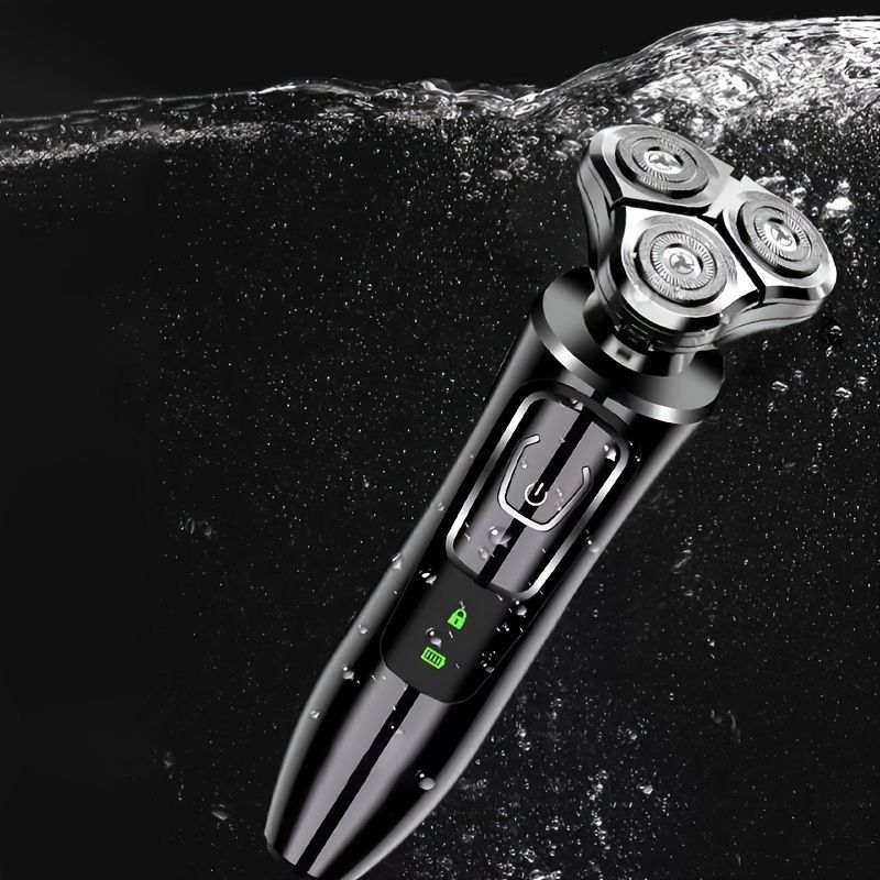 3-in-1 Men's Grooming Kit: Electric Shaver, Nose Hair Remover & Face Washing Brush - USB Rechargeable!_voghion.com
