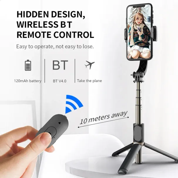 Q08 Bluetooth-kompatibler Handstabilisator Aluminiumlegierung Klappbarer Kardanring Tragbares Teleskop Für Telefonhalter Videoaufzeichnung 241220_voghion.com